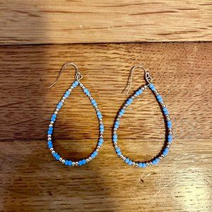Blue Beaded Teardrop Earrings